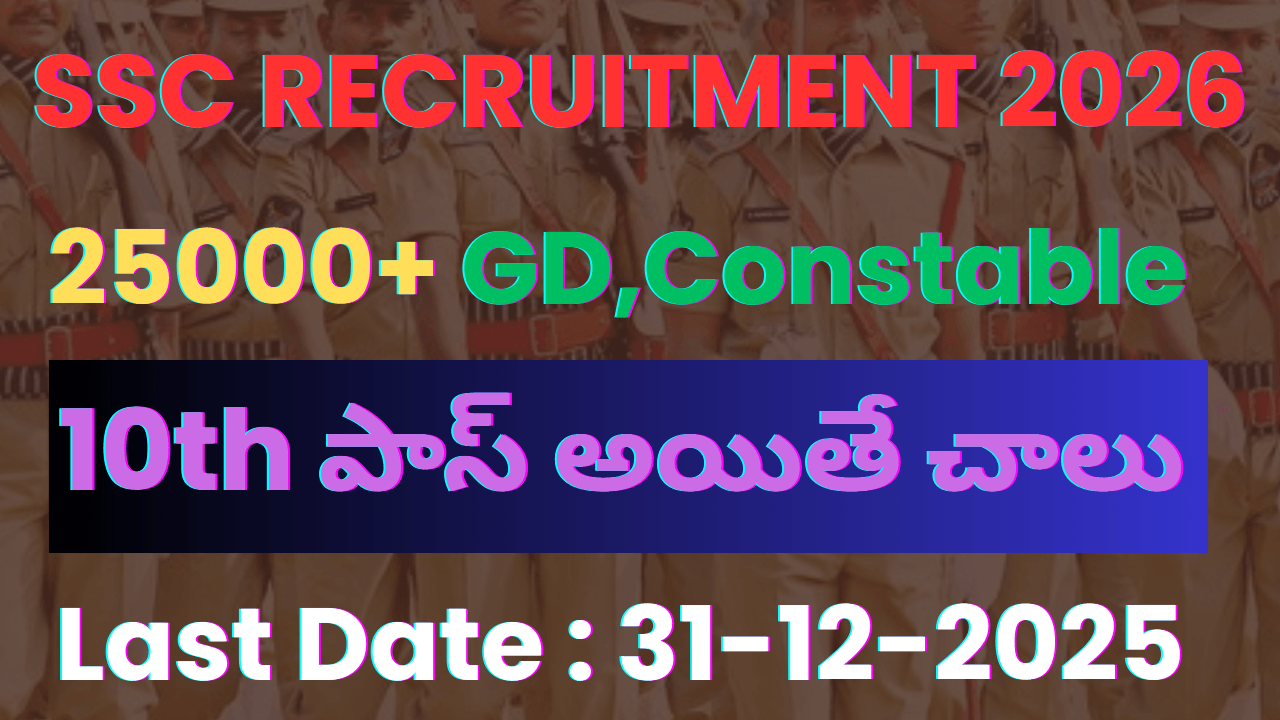 SSC GD Constable Recruitment 2026 -10th Pass Jobs,Constable, Rifleman Posts